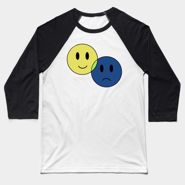 Yellow and Blue - Smile and Frown Baseball T-Shirt by bradenjay99
